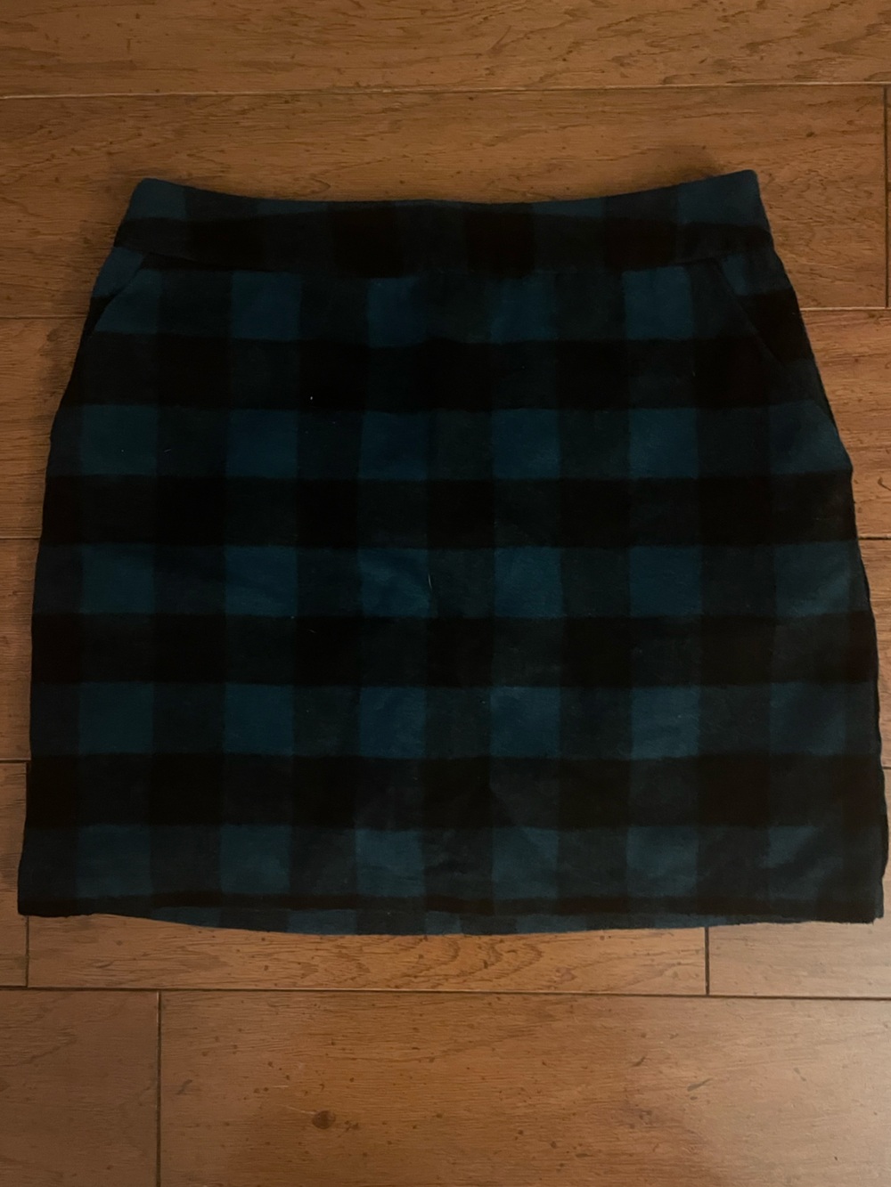Forever 21 Teal and Black Buffalo Plaid Pencil Skirt